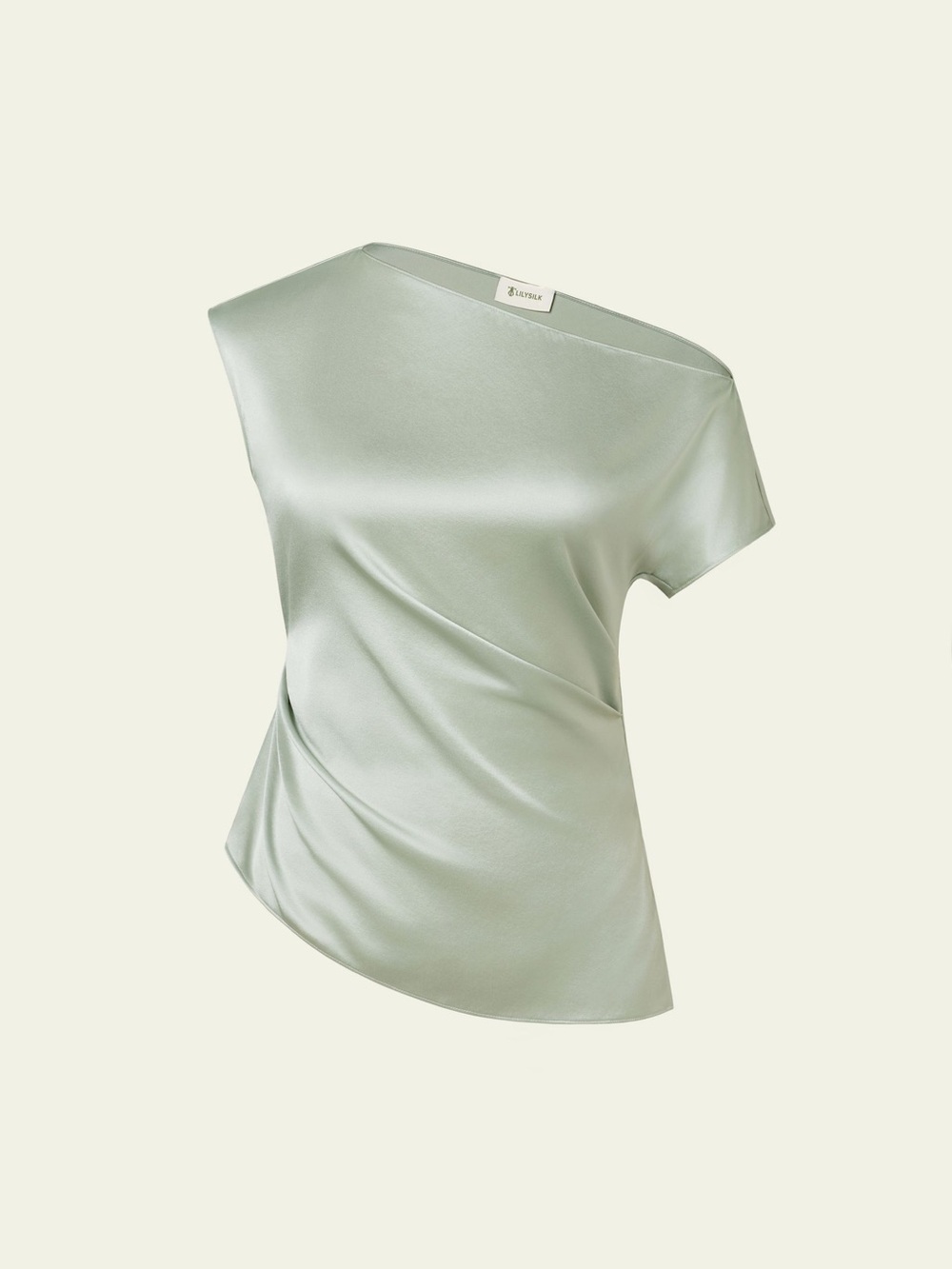 LILYSILK Stretch Charmeuse Asymmetric Top - Silver Sage